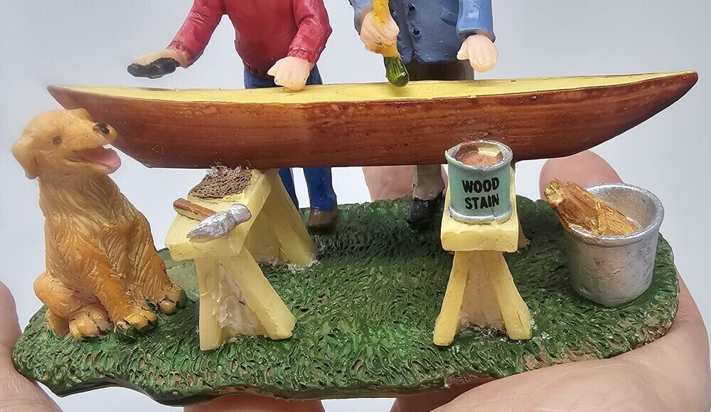 Retired Lemax 2008 Kayak Building Holidays Seasons #82513 Wood Stain Paint Dog - Picture 3 of 8